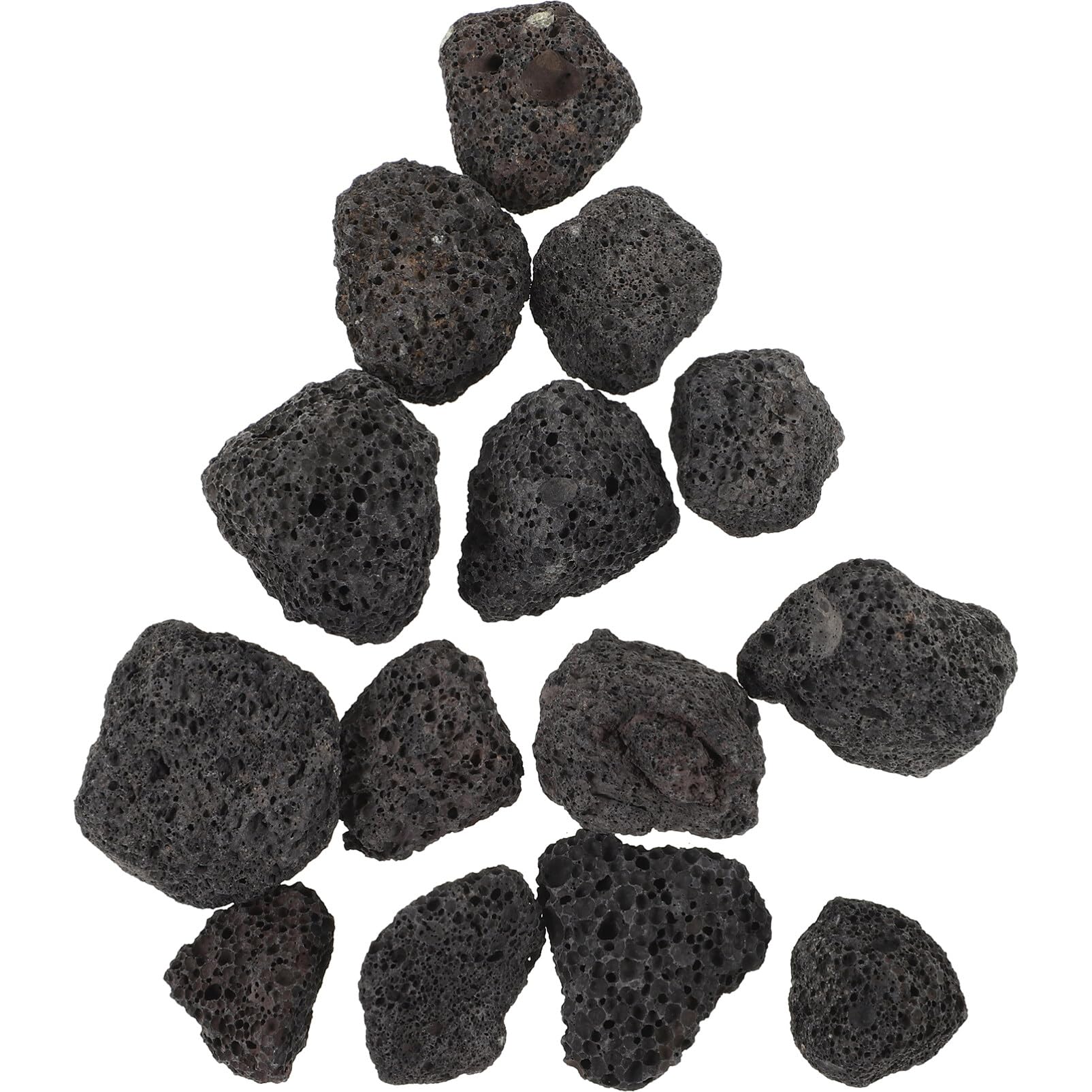 Cabilock Natural Pebbles Fire Stone Granules Volcanic Fire Pit & Gas Grills Stones Ideal for BBQ Fireplaces Pits Plants Bonsai Cultivation and Aquariums, Black ((400g/bag, varies in Size)