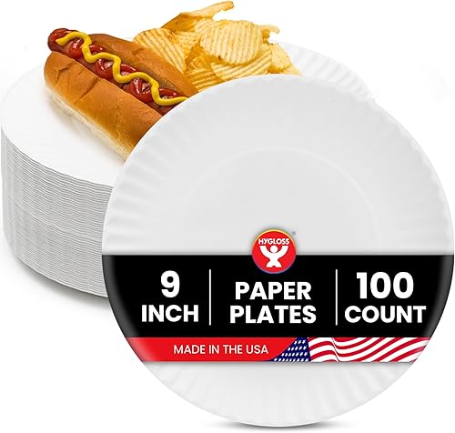 Hygloss Products 69109 Platos de papel (69109), 9 pulgadas, 100 unidades.