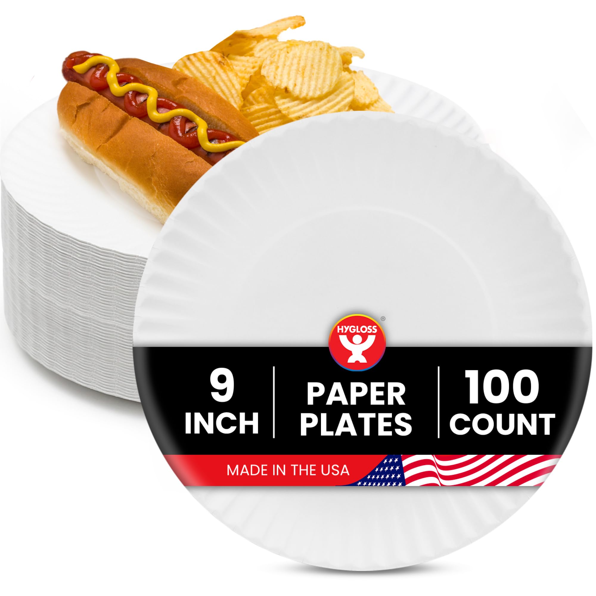 Hygloss Bulk Paper Plates 9-Inch - Uncoated Large Plain White Disposable Plates for Party, Dinner, Foodware, Events, Crafts & More - Environmentally
