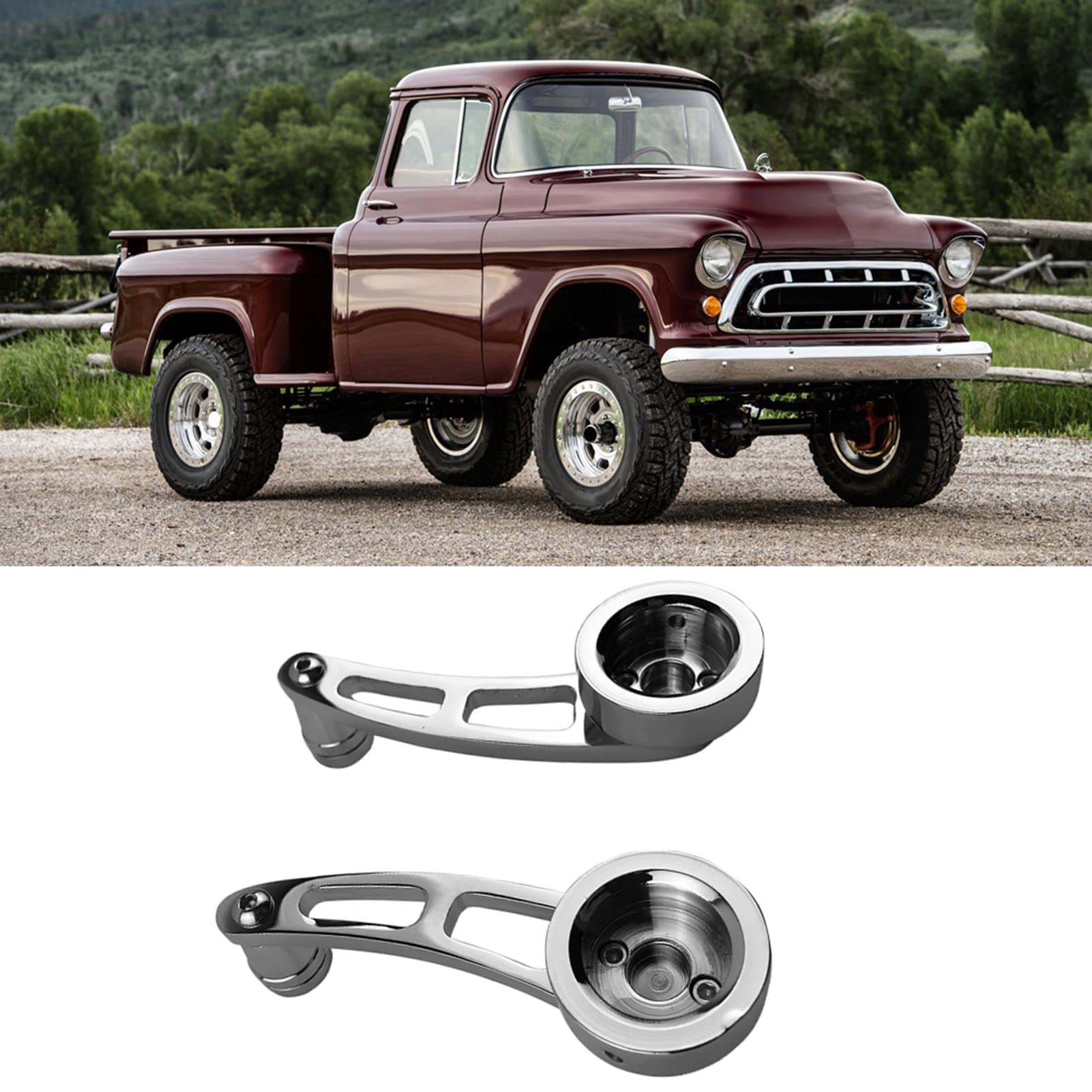 1 Paire Poignée de Porte à Manivelle,Manivelle de Fenêtre de Voiture Enrouleur de Poignée de Manivelle de Fenêtre Alliage D'aluminium Poignées de Lève-vitre de Voiture,Argent