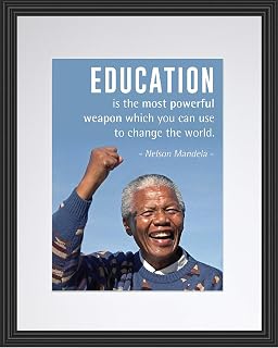 Nelson Mandela Quote -Education is the most powerful weapon (11x14 Framed) Inspirational Quotes Collection or Christmas Gifts (Motivational Poster, Print, Picture, or Framed Wall Art Decor)