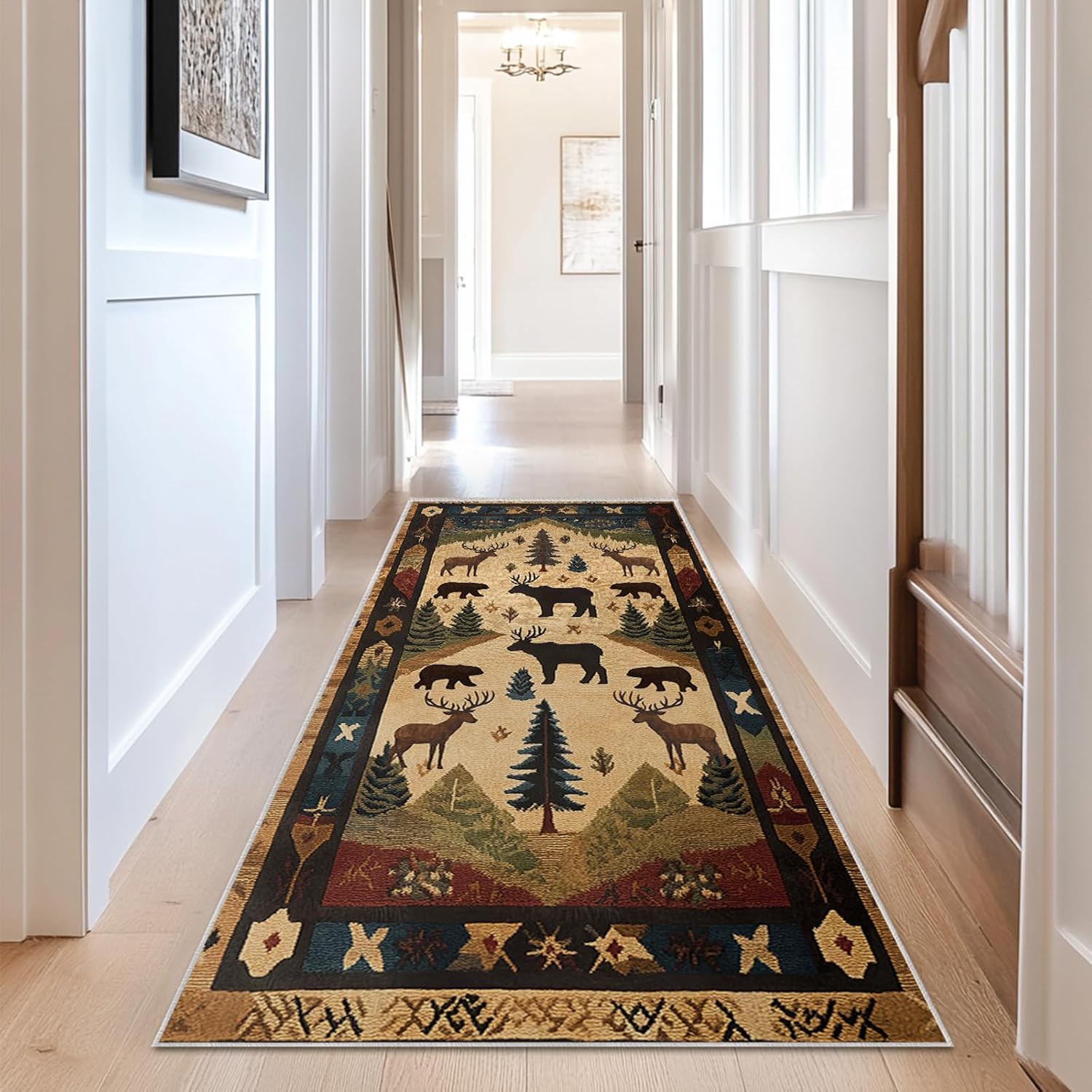 Farmhouse Cabin Runner Area Rug Rustic Washable 2x6 Rugs for Living Room Bedroom Western Country Non-Slip Soft Floor Large Carpet for Office Entryway Bathroom image 3