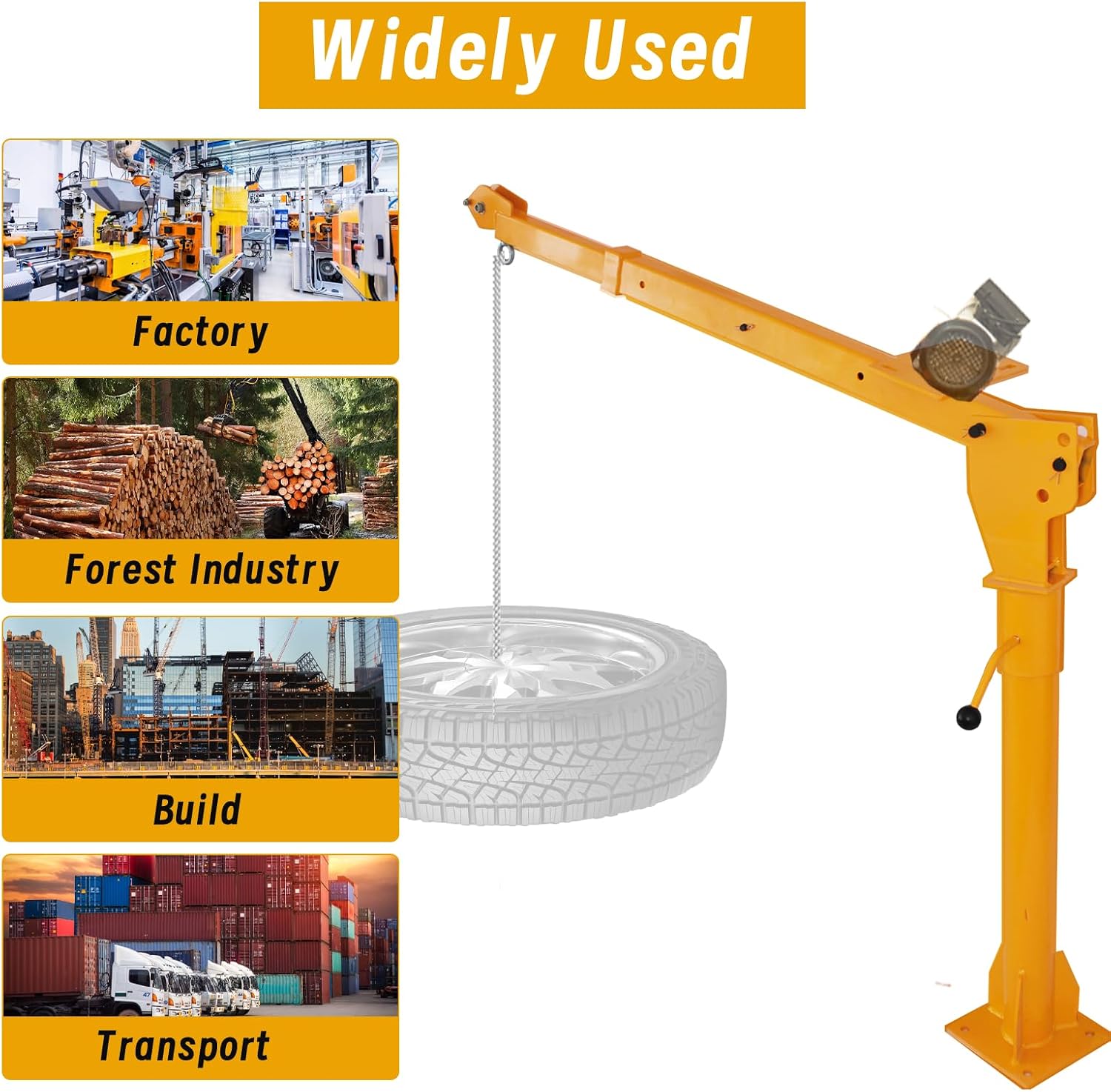 Truck Bed Crane,1100 lbs Capacity Pickup Truck Crane, 360° Swivel Truck Jib Crane Hoist, Davit Crane for Lifting Goods in Construction, Forestry, Factory