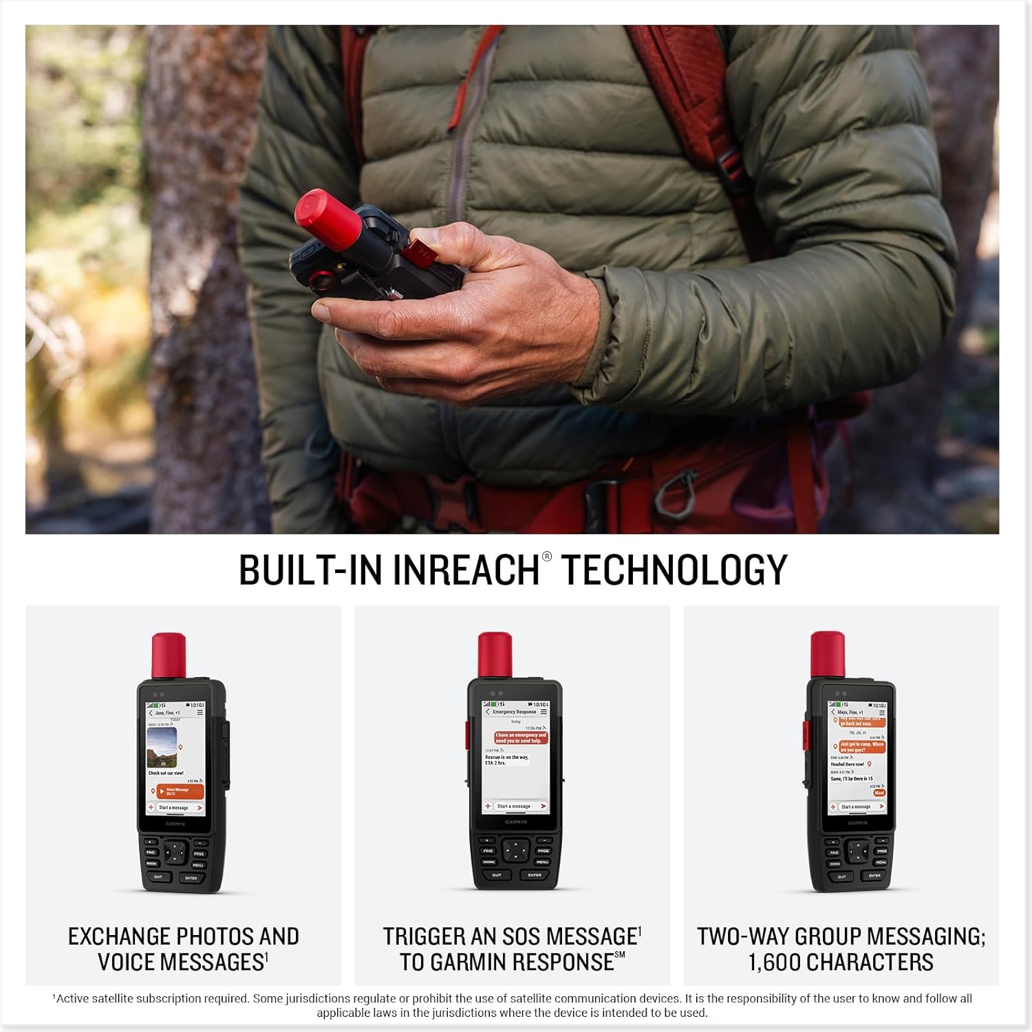 Garmin GPSMAP H1i Plus Premium GPS Handheld Navigator Bundle - inReach Plus Satellite Technology, Color Touchscreen, Long Battery Life, Flashlight with PlayBetter Portable Charger & GPS Tether Lanyard