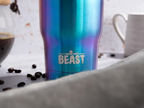 Miniatura 8 de Vaso de acero inoxidable BEAST con aislamiento al vacío de doble pared, para café o bebida fría, termo de viaje, 30 onzas (arcoíris)