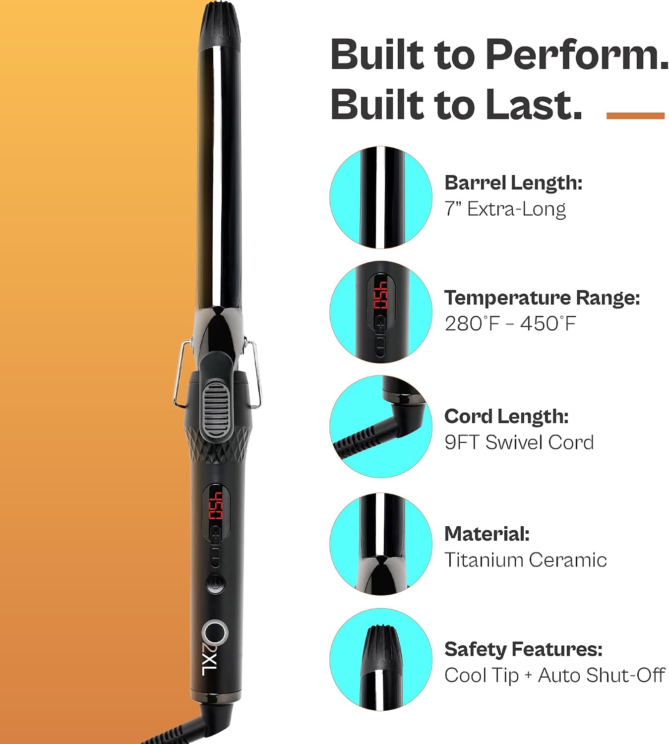 O2XL Extra Long Titanium Ceramic Curling Iron - 1.25"