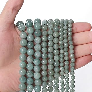 35pcs 10mm Burmese Jade Loose Beads for Jewelry Making, Natural Semi Precious Beads Round Smooth Gemstone Spacer Beads Charms for Necklaces Bracelets