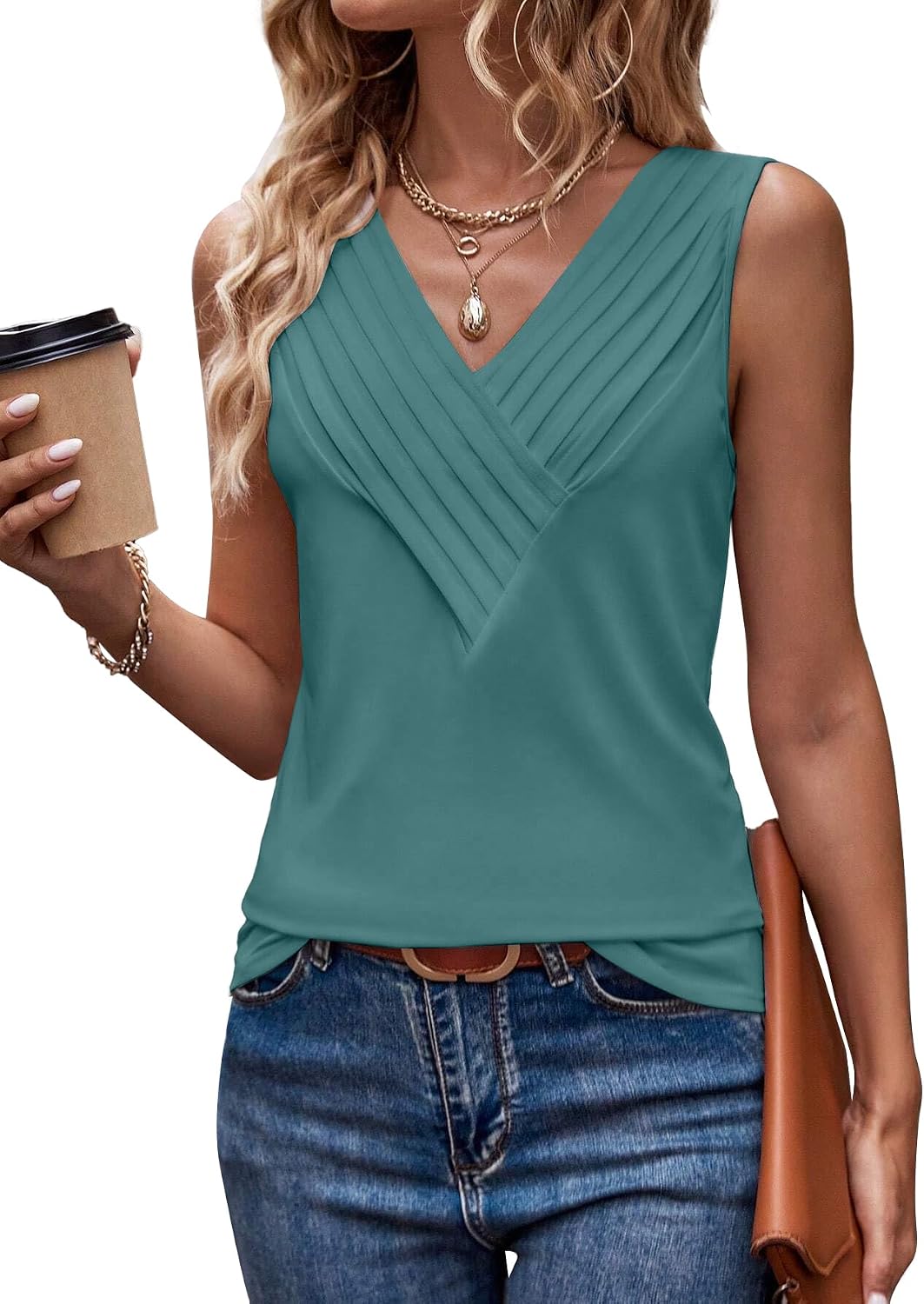 LYHIPSS Womens Summer Tank Tops V Neck Sleeveless Loose Fit Summer Casual T-Shirts Blouses