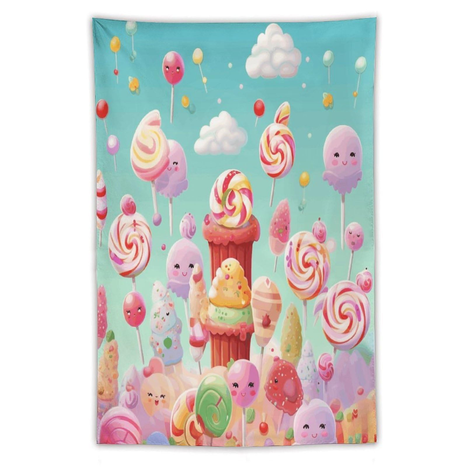 MUSM Candy Happy Tapestry with Installation Kit Personalized Wall Tapestry Aesthetic Tapestries Backdrop Banner Wall Art Hanging Decor for Home Picnic Beach Blanket 40"x60"