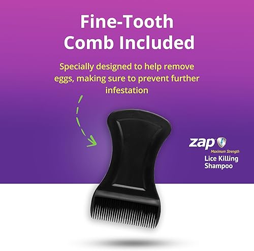 Miniatura 4 de Zap Champú para piojos extra fuerte - Kit de piojos peine incluido 4 onzas líquidas.