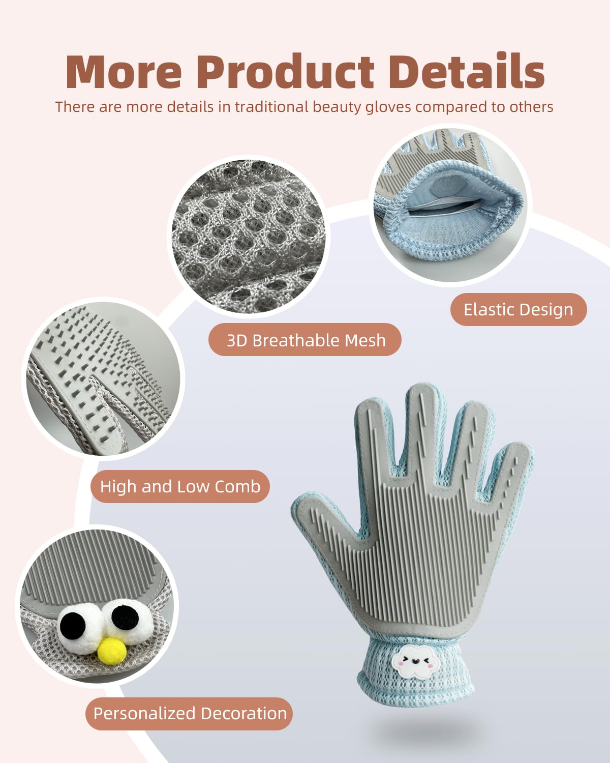 ETIALURE 2 in 1 Pet Hair Removal Glove, Efficient Cat Grooming Glove - Image 4