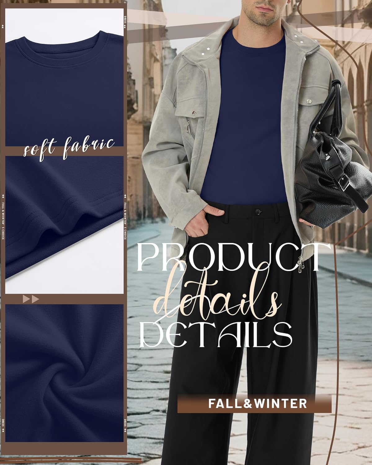 4 Pack Mens Long Sleeve Shirts Crew Neck Thermal T-Shirt Thick Comfortable Sweatshirt Casual Pullover Basic Tops - Image 6