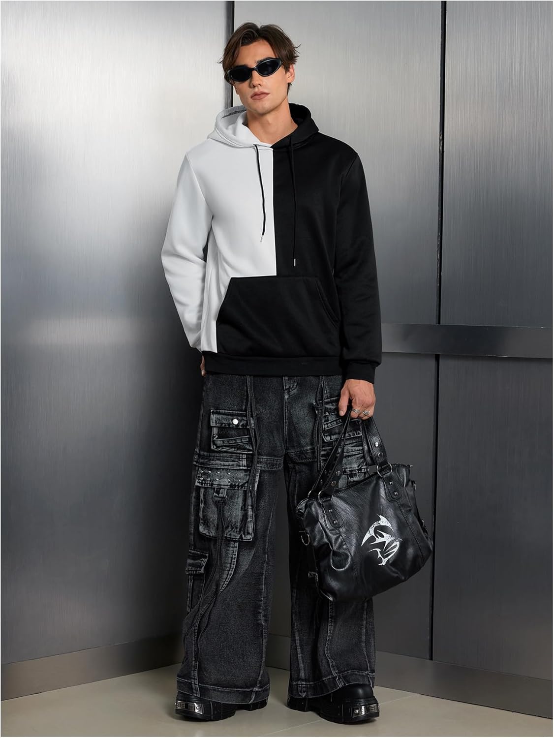 SHENHE Men's Color Block Wing Graphic Drawstring Hoodie Drop Shoulder Pullovers Streetwear - Image 5