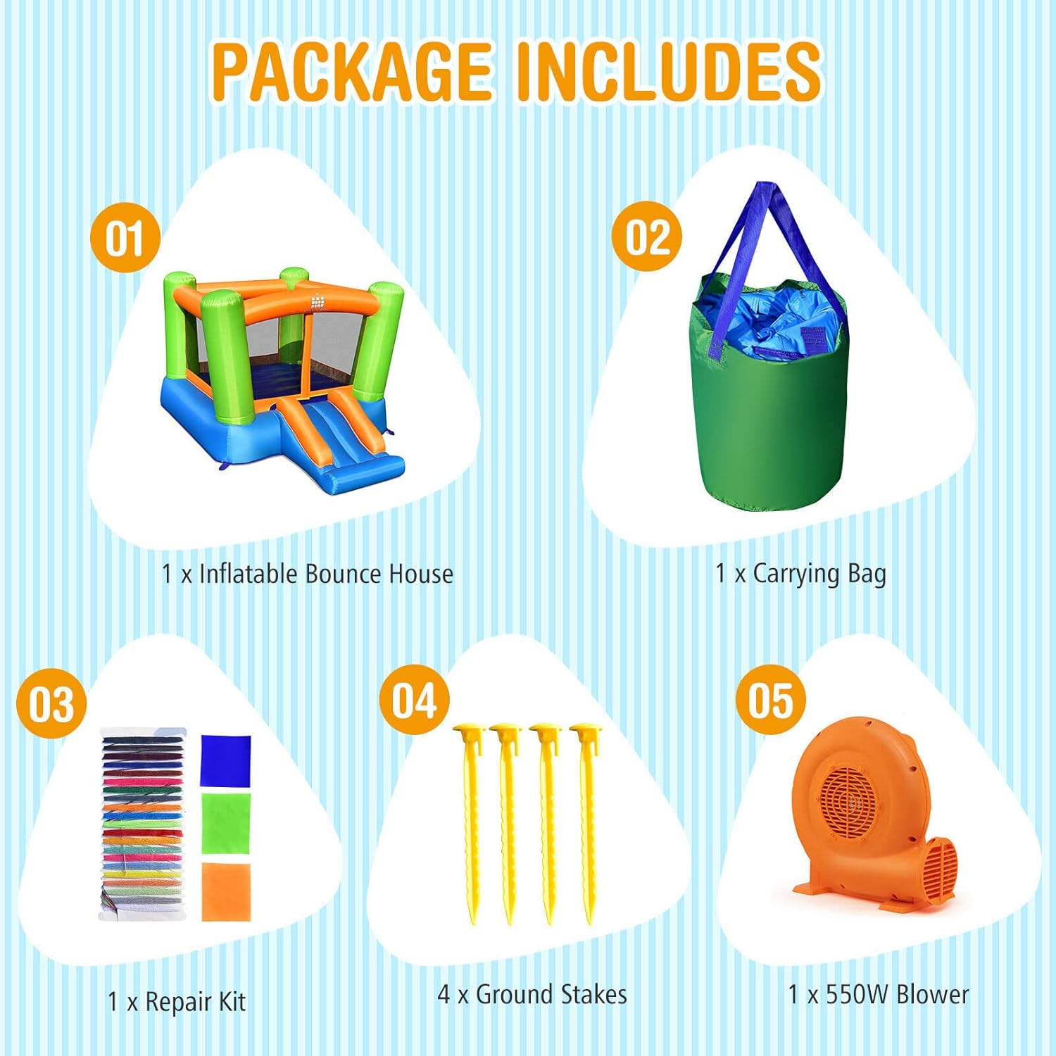 HONEY JOY Inflatable Bounce House, Kids Blow up Jumping Bouncer w/Slide, Ball Pool, Stakes, Carry Bag, Indoor Outdoor Jump n’ Slide Bouncy Castle for Kids, Gift for Boys Girls(with 550w Blower)