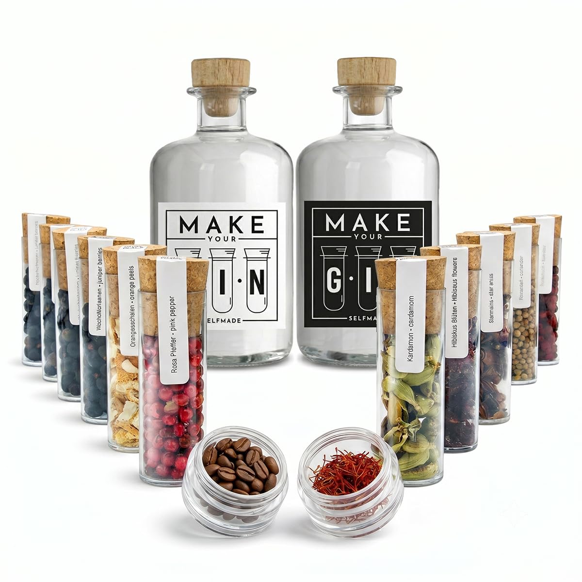 Make Your Gin Geschenkset - MEDITERRANE EDITION Gin zum Selbermachen - Botanicals + Bar Trichter + Anleitung mit Rezept