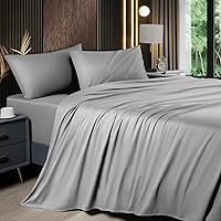 Vista 15 de Shilucheng - Juego de sábanas de 4 piezas, sábanas refrescantes, transpirables y suaves de mezcla de rayón derivado de bambú y con bolsillo profundo