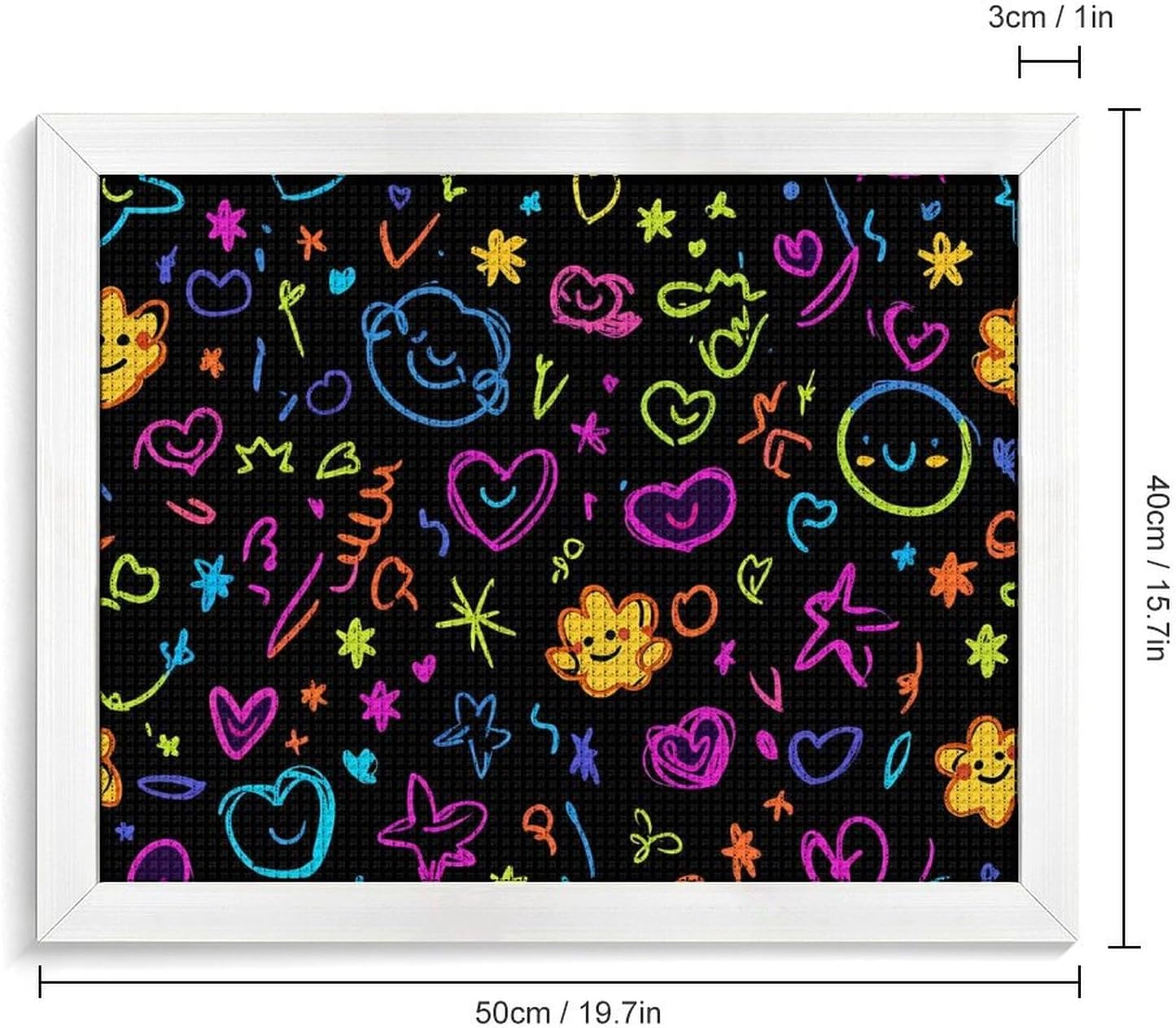 Cute Y2K Graffiti Printed Diamond 5D Painting Kits DIY Full Drill Crafts for Home Wall Decor 16x20 Inch White Wood 50 * 40cm