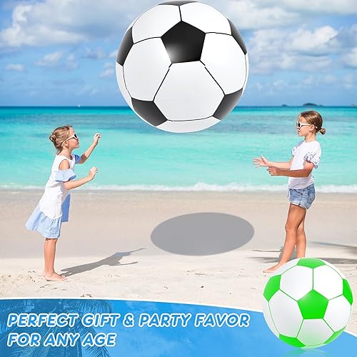 Vista 13 de Lewtemi 2 pelotas de fútbol inflables gigantes de 40 pulgadas, globos de playa grandes y enormes globos de fútbol, deporte, fiesta de cumpleaños