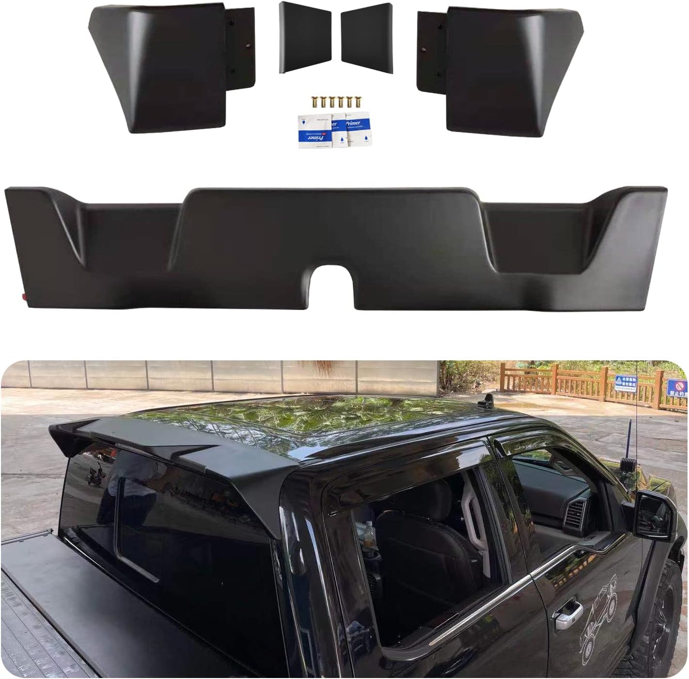 LOSTAR Matte Black Truck Cab Wing Spoiler Fits 2019-2021 Ram 1500 982959