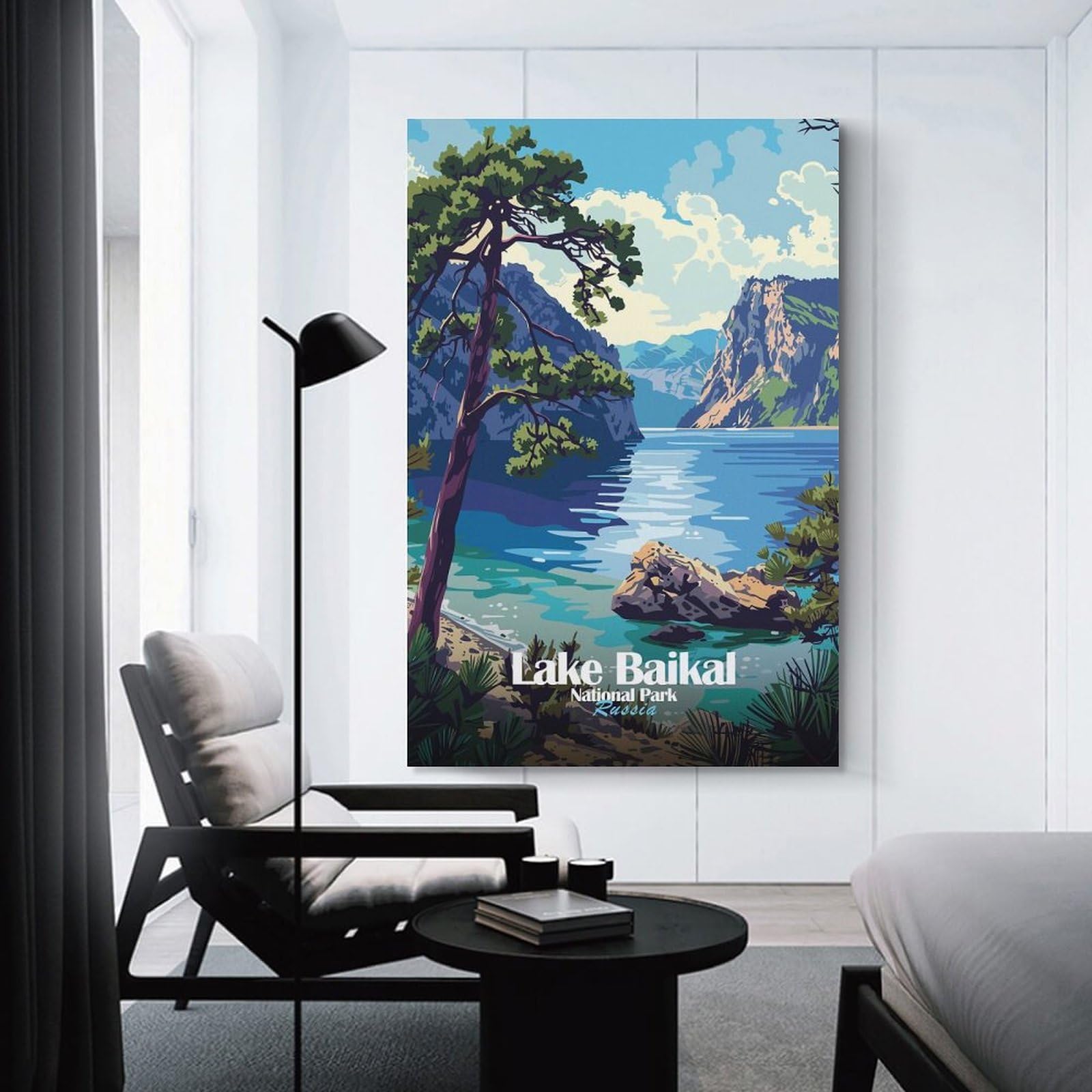 Junmoney Lake Baikal National Park Russia Hanging Wall Art 24x36inch(60x90cm), for Study, Office Or Focused Interiors, Wall Art That Adds Style to Work Areas