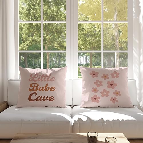 Miniatura 3 de Little Babe Cave Boho - Fundas de almohada decorativas con cita para niña, fundas de almohada retro de margaritas para el hogar, habitación de