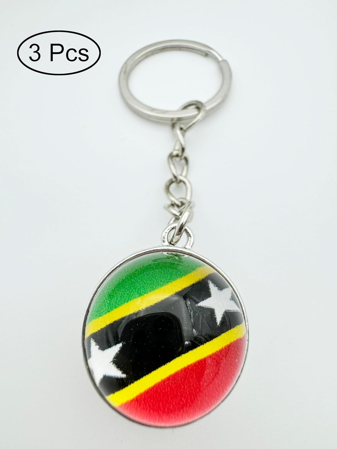 3 Pcs Saint Kitts Flag Key Chain,Cool Keychain for Car Keys, Stainless Steel Keyrings & Keychains,Used for Home Decoration, Jewelry Hanging Decorations. - Image 2