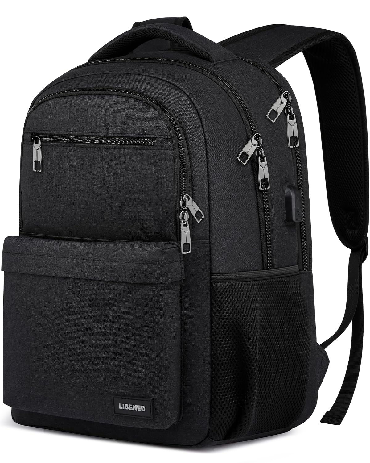 LIBENED School Backpack for Teen Boys, 17.3 Inch Laptop Bookbag with USB Charging Port, Waterproof Backpack for High School & College Students,