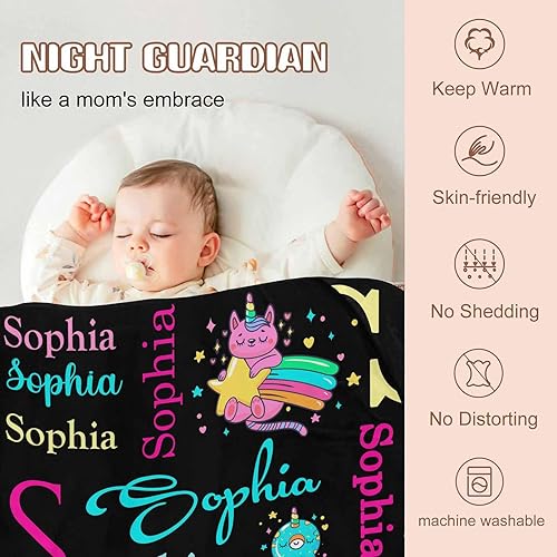 Miniatura 126 de Artsadd Personalized Baby Blanket for Girls Boys, Custom Baby Blankets with Name Customized Throw Blanket for Kids Newborn Baby Shower Birthday Gifts