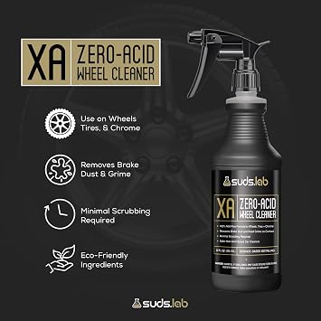 Suds Lab XA Zero-Acid Wheel Cleaner - Cleans Brake Dust and Grime for Car Rims and Tires - Safe on Chrome, Alloy and Aluminum Rims - 32 oz