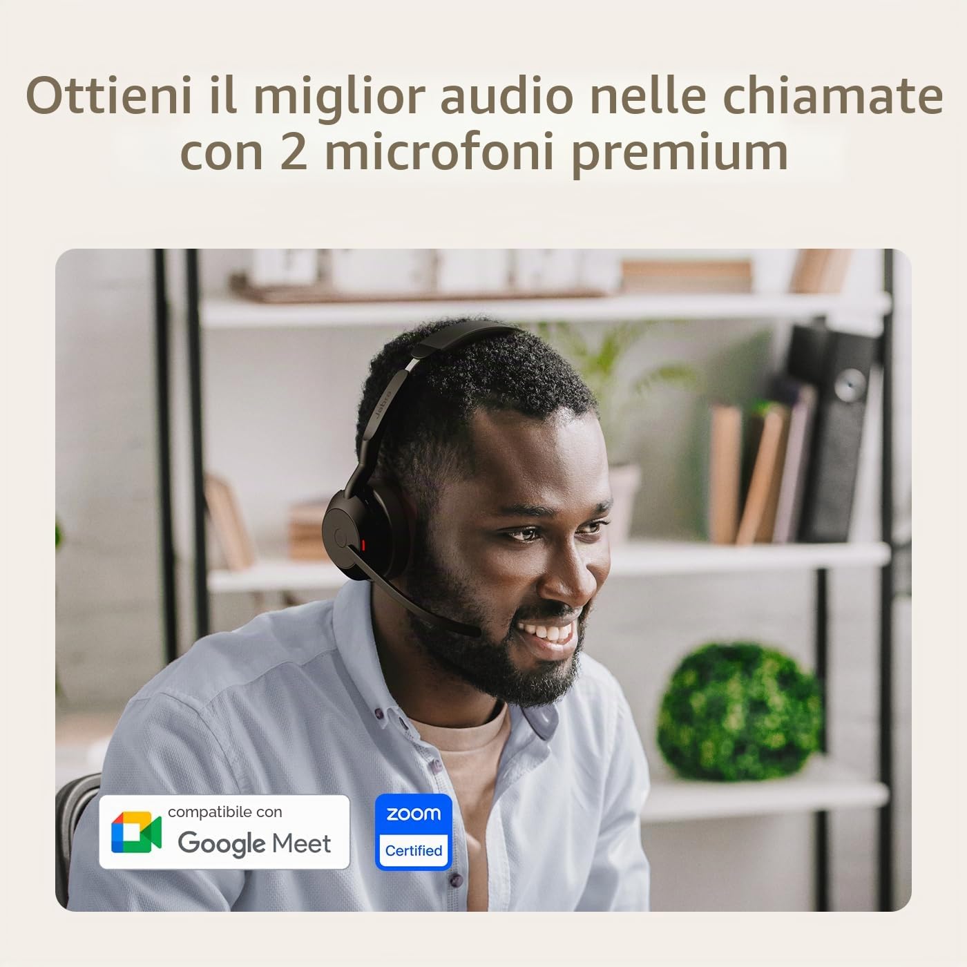 Jabra Evolve2 55 Cuffie Wireless Mono con tecnologia Jabra Air Comfort, USB-A dongle, Tutte le piattaforme, Mono, Senza Supporto