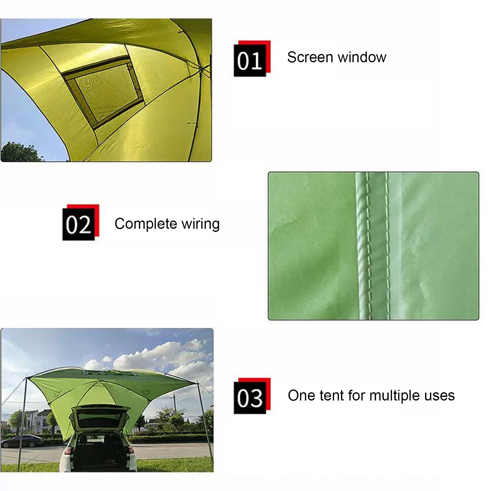 Toldo para Coche Impermeable, Toldo para Caravana, Tienda de Campaña para Portón Trasero de Coche, para Camiones, SUV, Furgonetas, Autocaravanas(Blue)
