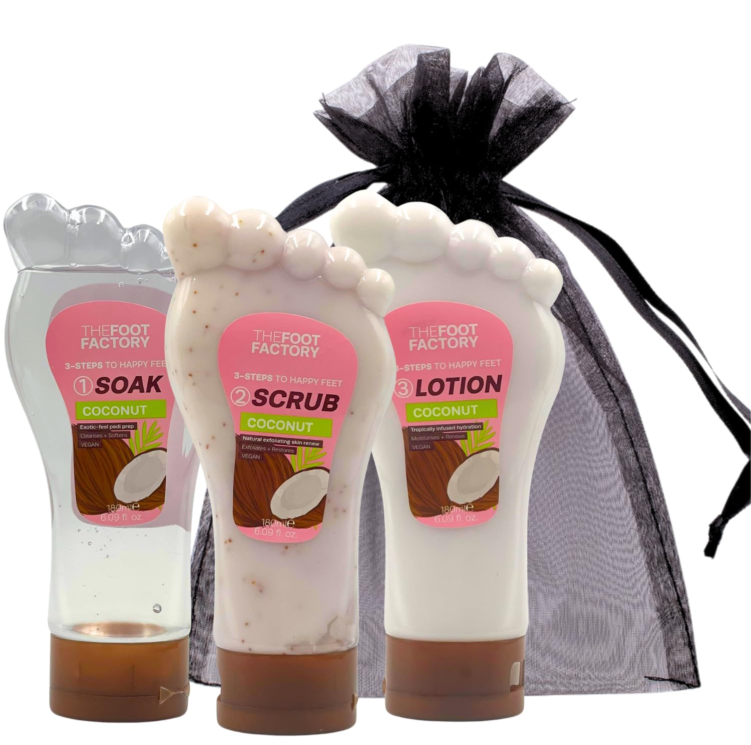 Foot Soak, Scrub & Lotion Set - Foot Care Gift Set for Dry Tired Feet