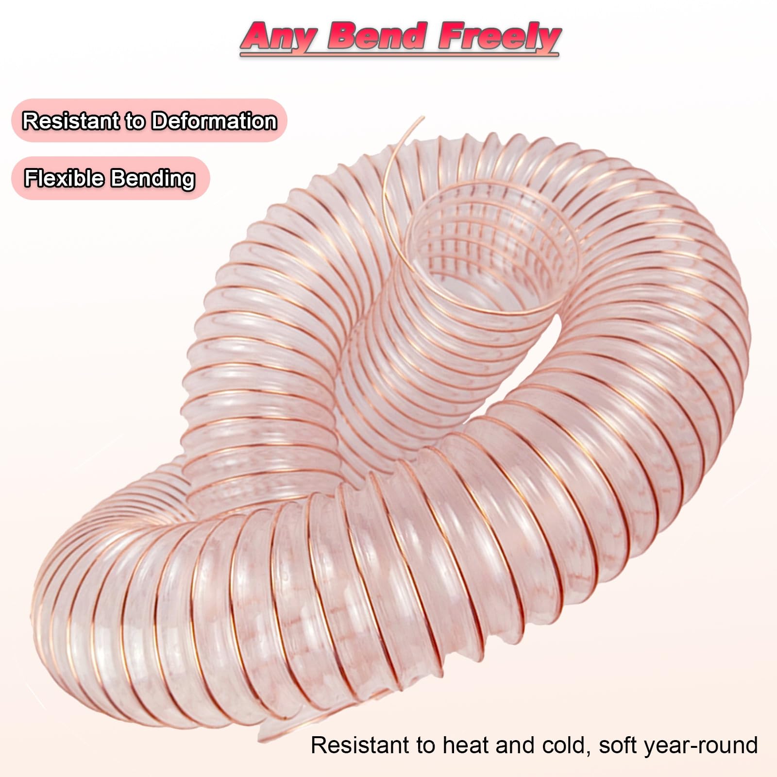 Manguera flexible transparente, reforzada en espiral para recogida de polvo y ventilación