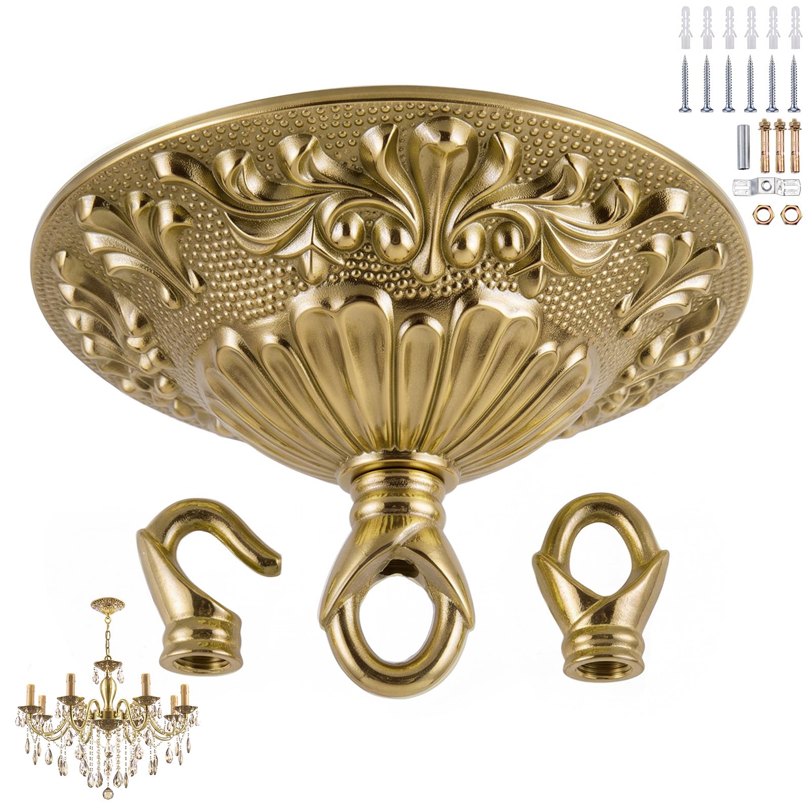 Photo 1 of Flutesan Brass Chandelier Canopy Kit - 5.51" Antique Brass