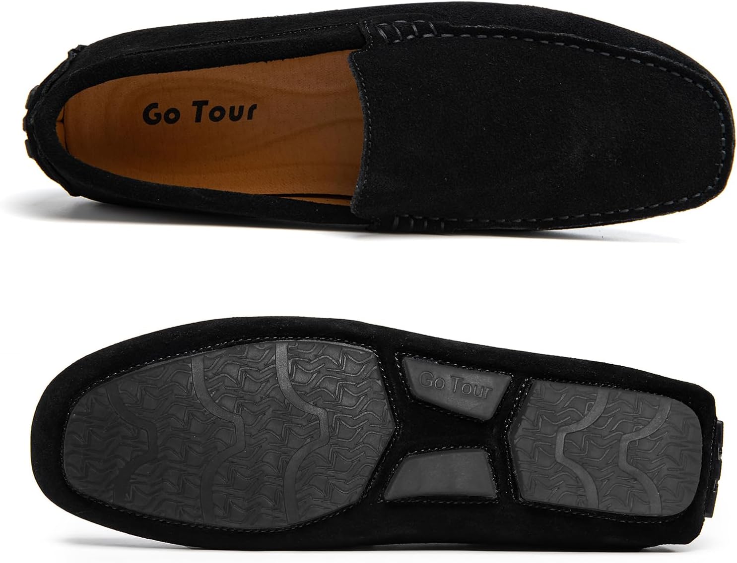 Go Tour Mens Handmade Suede Leather Casual Loafers Shoes