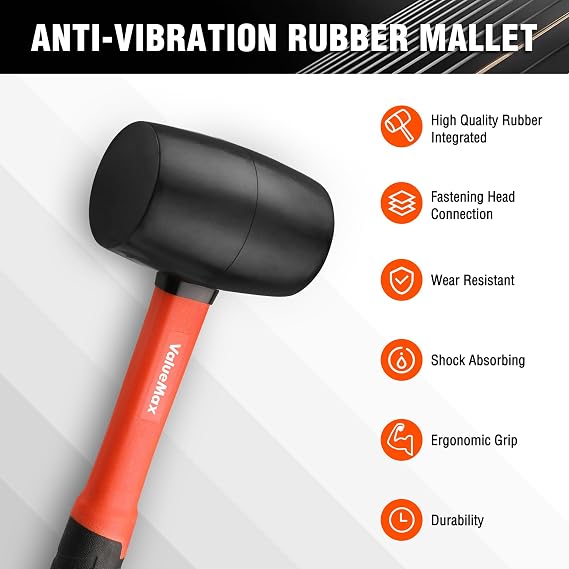 ValueMax 450 g/16 oz Rubber Mallet, Rubber Head with Fiberglass Handle