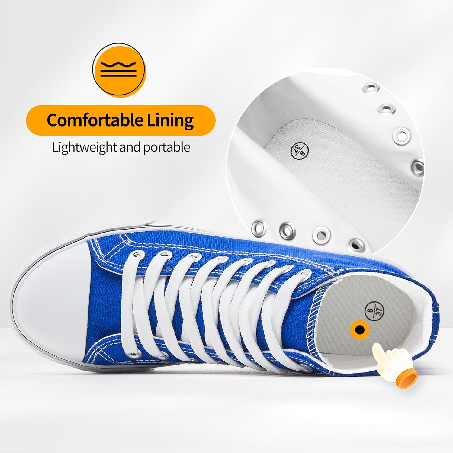 ZGR Womens High Top Canvas Sneakers,Lace-up Canvas Shoes,Casual Tennis Walking Shoes - Image 5