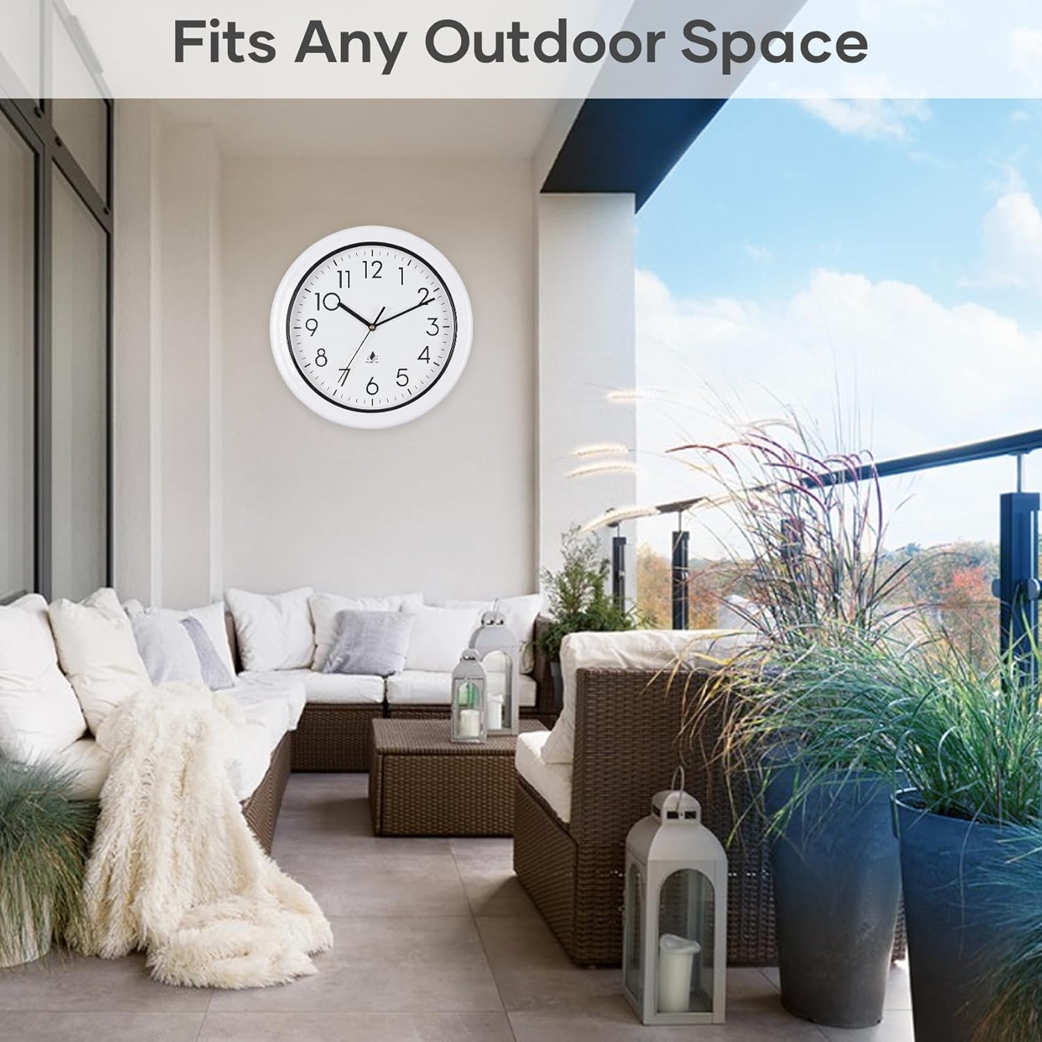 13 Inch Sealed Waterproof Outdoor Clock Non-Ticking Weatherproof Outdoor Wall Clocks Battery Operated Clock for Pool, Patio, Garden, Porch