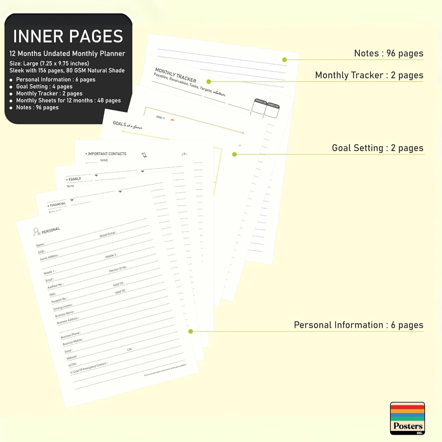 PostersInc Weekly & Daily Planner For 3 Months, Spiral Notebook, Diary Ruled & Undated Journal Book, Fitness Journal, Meal & To Do List Planner, Study & Habit Tracker, 80 GSM Paper 220 Pages () PostersInc Weekly & Daily Planner For 3 Months, Spiral Notebook, Diary Ruled & Undated Journal Book, Fitness Journal, Meal & To Do List Planner, Study & Habit Tracker, 80 GSM Paper 220 Pages ()