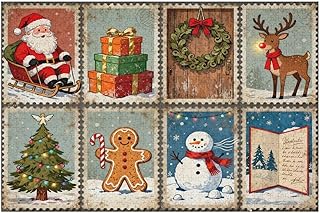 Vintage Christmas Postage Style 1000 Piece Puzzle for Adults, Holiday Stamp Collage Scene, Cozy Winter Evening Brain Challenge and Family Fun, Seasonal Entertainment Activity,30 x 20 in