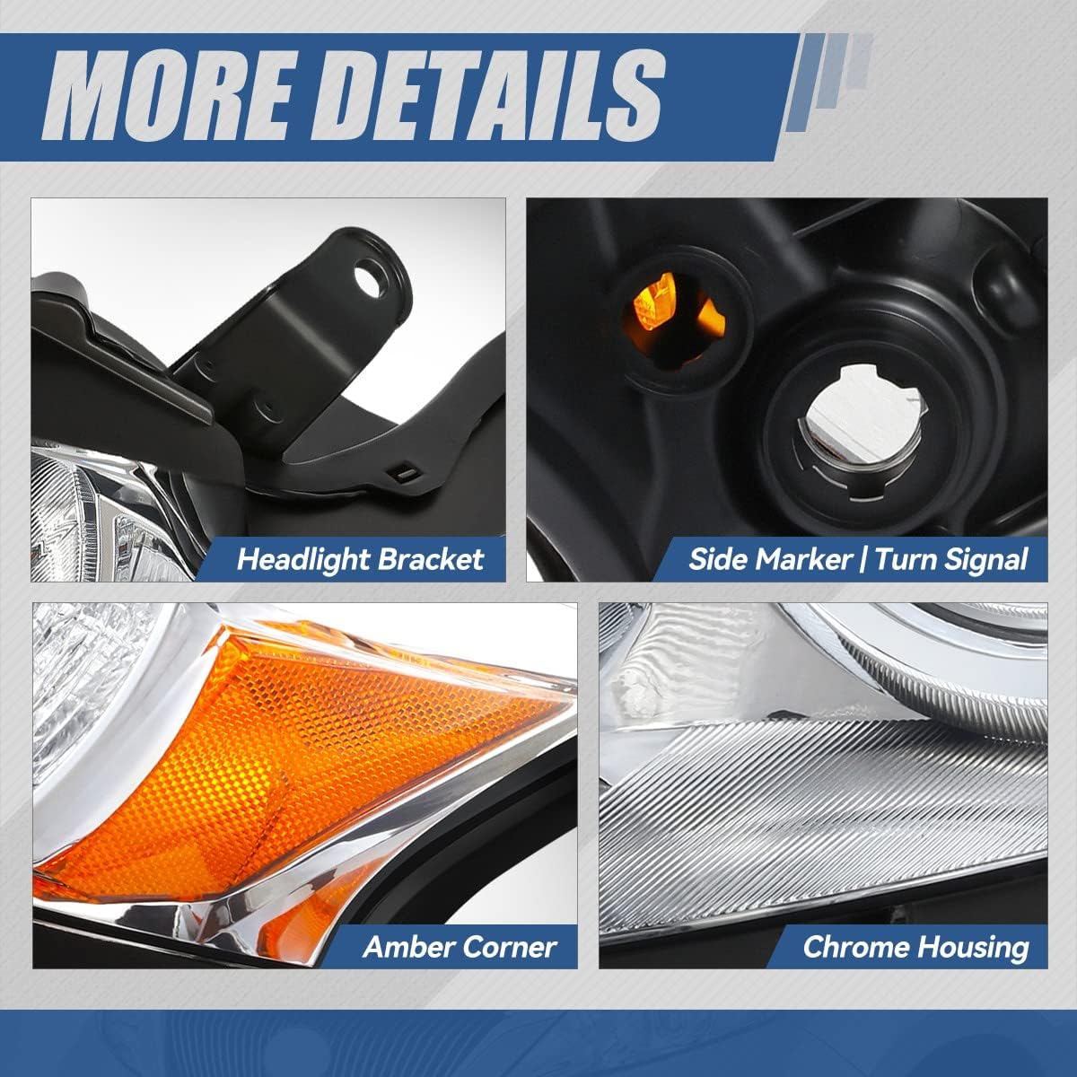 Auto Dynasty LX2502147 LED Projector DRL Headlight Lamp Compatible with Lexus RX350 2010-2012, Driver Left Side, Chrome Housing Amber Corner