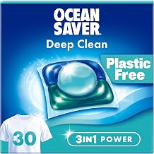 OceanSaver Eco Bio Laundry Detergent Capsules 3-in-1-30 Washes | Powerful Stain Removal, Odour Neutralising & Deep Clean | Long Lasting Freshness | Vegan, Plastic-Free & Biodegradable Formula