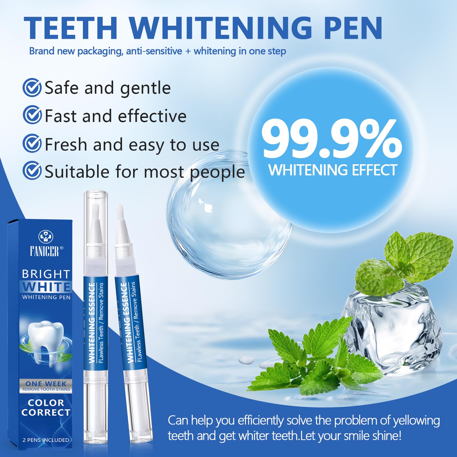 3 Pezzi Penna Sbiancante Denti,Penne Gel Sbiancante per Denti Bianchi,Penna Sbiancantes Dentis Professionale,Rimuove le Macchie Superficiali,Sbiancamento rapido,Facile da Usare