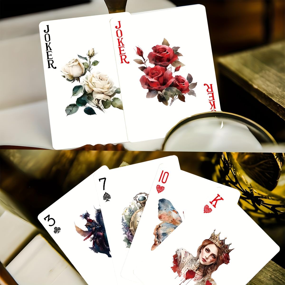 Playing Cards, Retro-Themed Deck of Cards. 54 Different Illustrations Poker Cards. Double-Sided Anti-Slip Embossing and for Collection.(Blue)