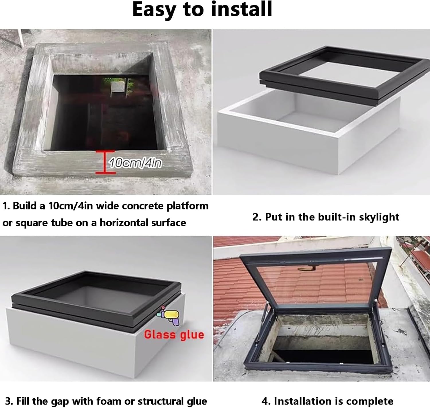 Skylight House Roof Window, Customized Aluminum Alloy Attic Skylight Lids, Roof Hatch Rainproof Roof Skylight Maintenance Hatch, Tempered Glass Rainproof Egress Window Well Cover(LxW 50x70cm/19