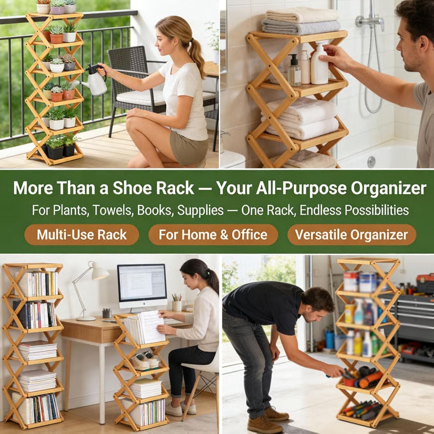 The 6-Tier No-Assembly Bamboo Rack, Bamboo Shoe Storage Rack, Vertical Shoe Organizer for Small Spaces, Rock-Solid Stability, No Assembly Narrow Shoe Shelf for Entryway Closet Dorm (Brown, 6 Tier)