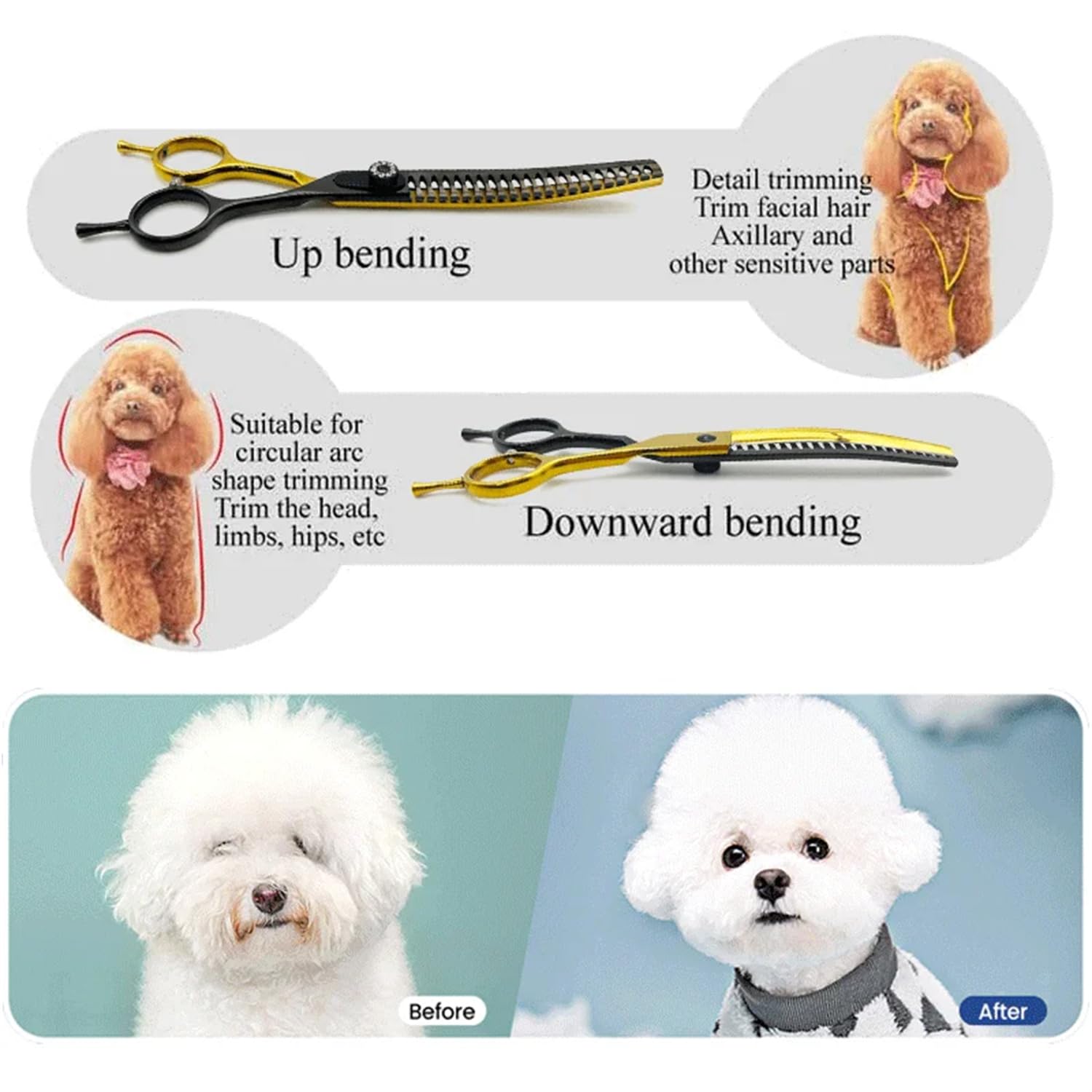 Tijeras de entresacar profesionales de 7,5 pulgadas para perros, gatos, mascotas, tijeras de peluquería, tijeras para el pelo con tornillo ajustable, acero inoxidable 440C (60%-70%)
