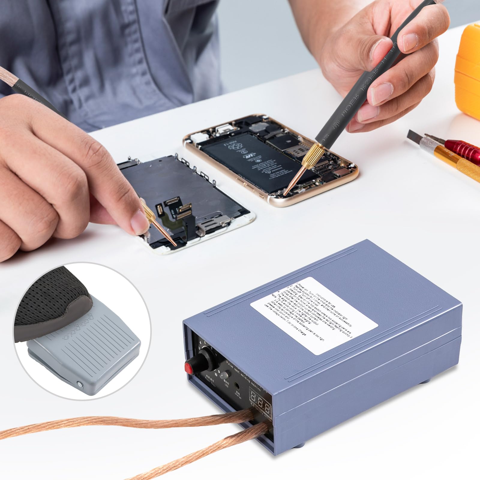 Punktschweißgerät für 18650 Akku 5KW, Automatische Schweißgerät, Spot Welder Strom Schweißger Einstellbares, DIY Hochleistungs-Handpunktschweißgerät 4000mAh Lithium-Batterie