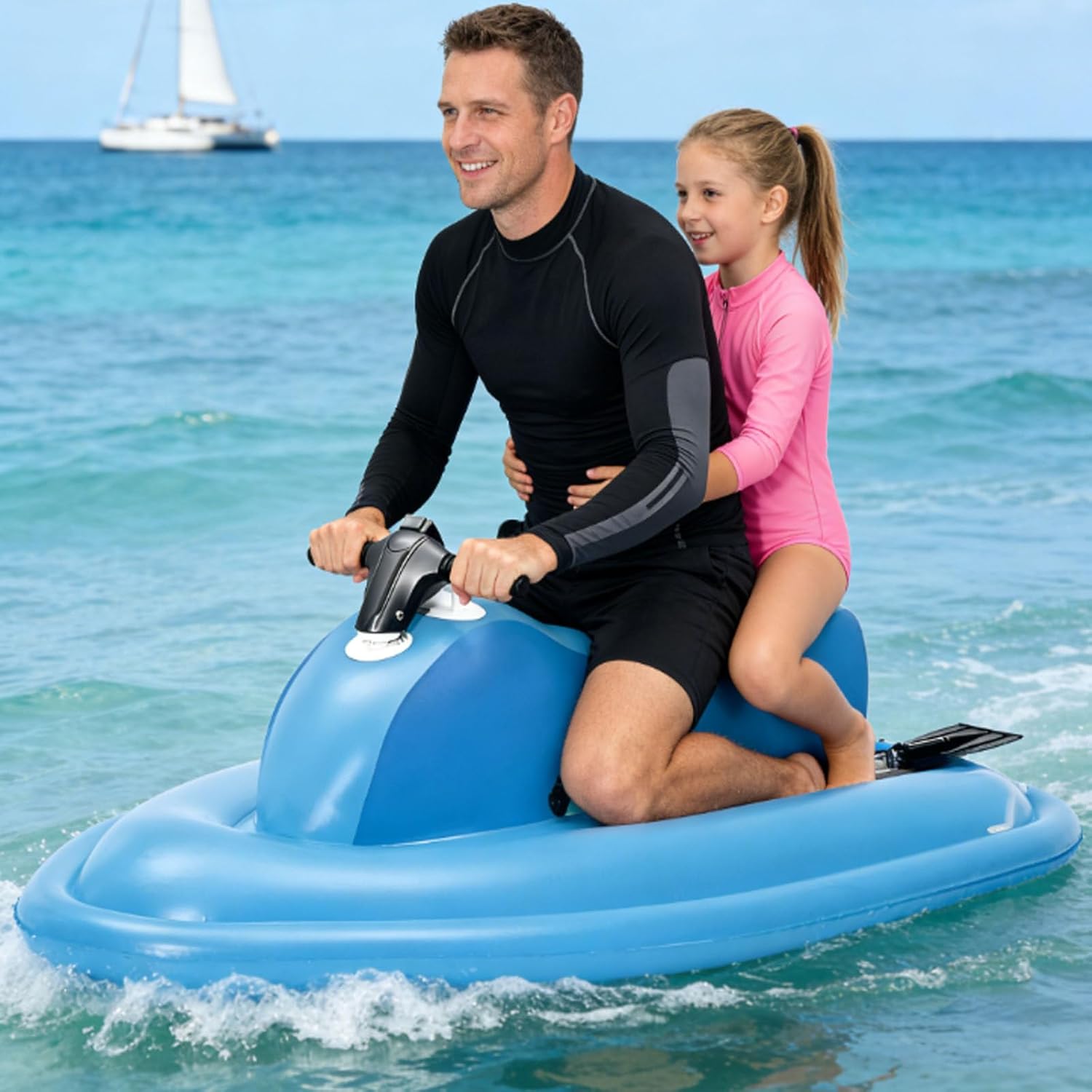Electric Underwater Scooter Jet Ski - Adults Electric Jet Boat & Diving Scooter & Inflatable Boat 3-in-1,3-9km/H,9-Speed Remote,40-140/160min,Runtime 330lbs for Adults Kids Sea Sport 700W
