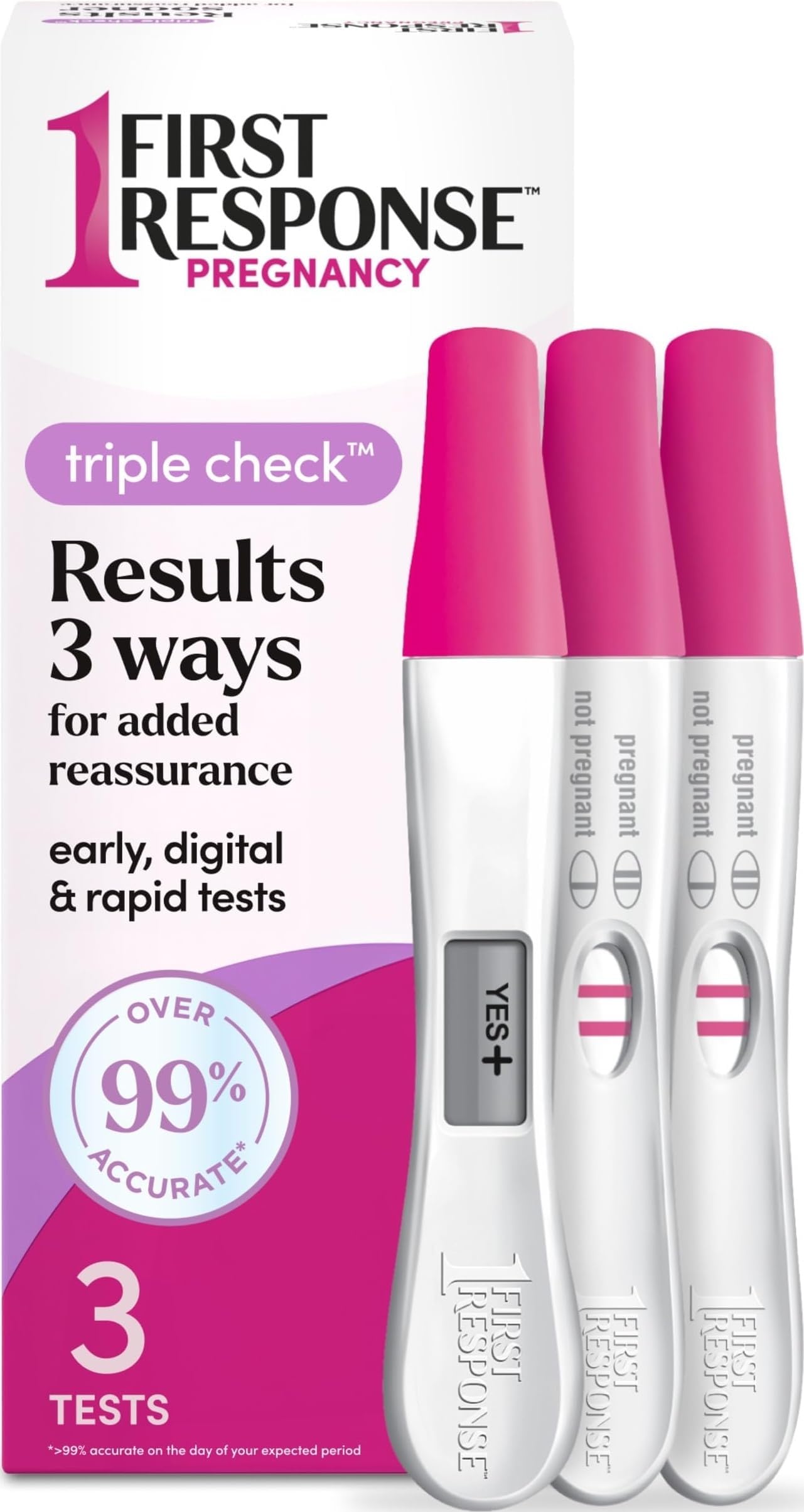 Triple Check Pregnancy Test 3 ct. | Early Result Test, Digital Pregnancy Test, Rapid Result Test, Over 99% Accurate*